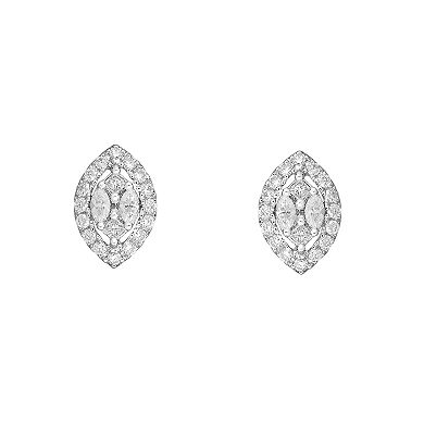 Diamaison 14k White Gold 1/2 Carat T.W. Diamond Marquise Stud Earrings