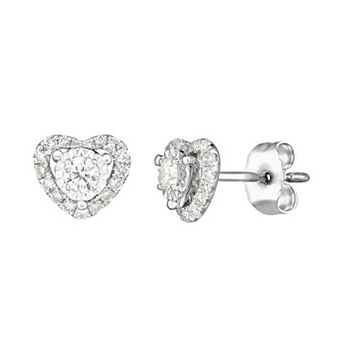 10k White Gold 1/4 Carat T.W. Diamond Heart Stud Earrings