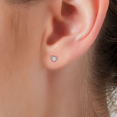 10k White Gold 1/4 Carat T.W. Diamond Heart Stud Earrings