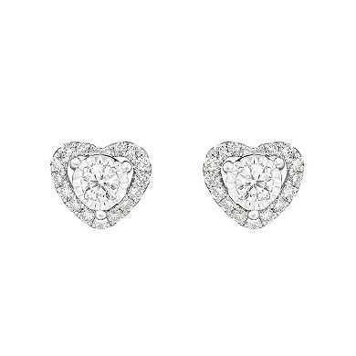 10k White Gold 1/4 Carat T.W. Diamond Heart Stud Earrings