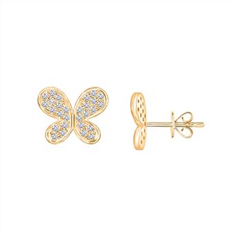 Diamaison 14k Gold 1/5 Carat T.W. Diamond Butterfly Stud Earrings