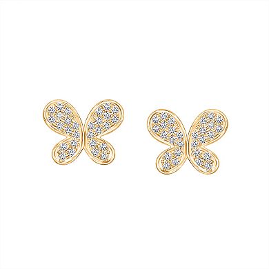 Diamaison 14k Gold 1/5 Carat T.W. Diamond Butterfly Stud Earrings