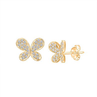 Diamaison 14k Gold 1/5 Carat T.W. Diamond Butterfly Stud Earrings