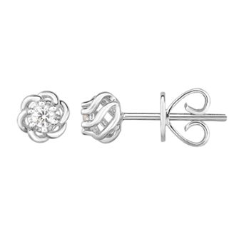 Diamaison 10k White Gold 1/10 Carat T.W. Diamond Stud Earrings