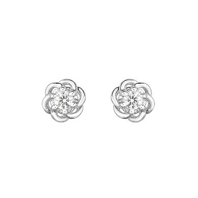 Diamaison 10k White Gold 1/10 Carat T.W. Diamond Stud Earrings
