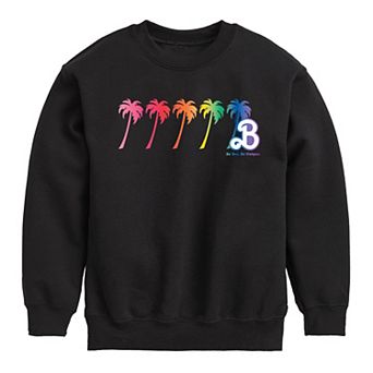 Boys 8-20 Barbie® Rainbow Palm Trees "Be You. Be Unique." Crew Fleece Sweatshirt