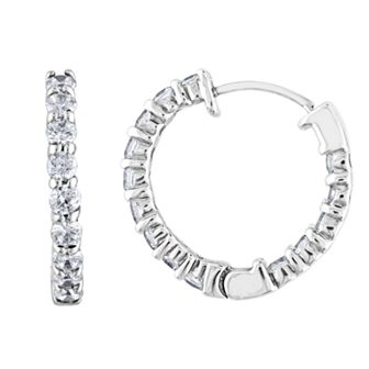 14k White Gold 2 Carat T.W. Diamond Hoop Earrings