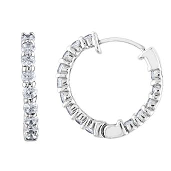 14k White Gold 2 Carat T.W. Diamond Hoop Earrings