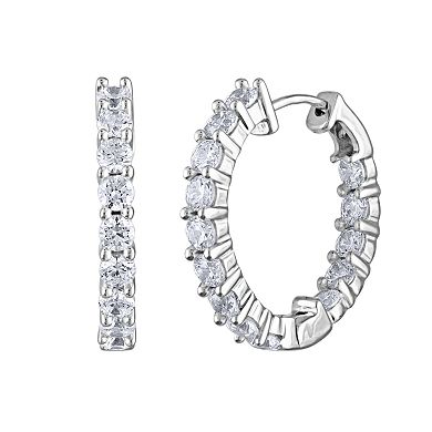Diamaison 14k White Gold 2 Carat T.W. Diamond Hoop Earrings