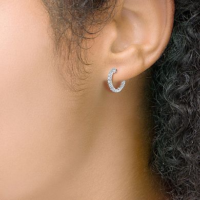 Diamaison 14k White Gold 2 Carat T.W. Diamond Hoop Earrings