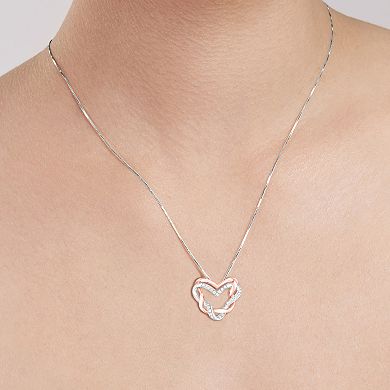 Diamaison 1/5 Carat T.W. Diamond 10k 2-Tone Pink Gold Heart Pendant Necklace