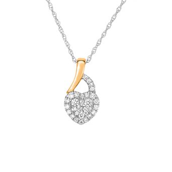 1/6 Carat T.W. Diamond 10k 2-Tone Gold Heart Pendant Necklace