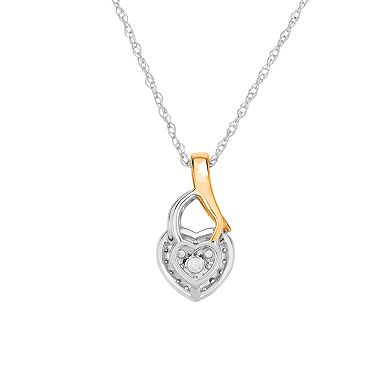 Diamaison 1/6 Carat T.W. Diamond 10k 2-Tone Gold Heart Pendant Necklace