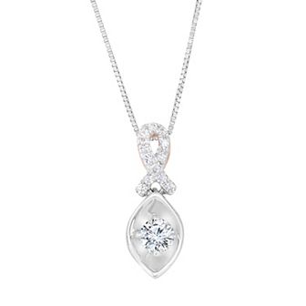 1/4 Carat T.W. Diamond 14k 2-Tone Pink Gold Pendant Necklace