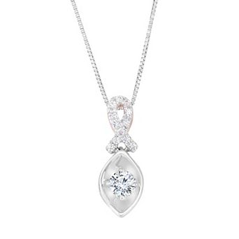 1/4 Carat T.W. Diamond 14k 2-Tone Pink Gold Pendant Necklace