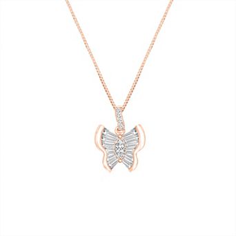 Diamaison 1/3 Carat T.W. Diamond 10k Pink Gold Pendant Necklace