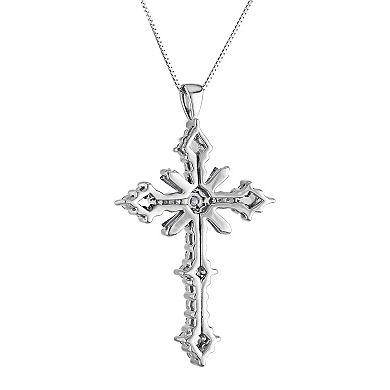 Diamaison 1 Carat T.W. Diamond 14k White Gold Cross Pendant Necklace