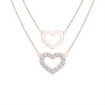 10k Pink Gold 1/5 Carat T.W. Diamond Pendant Necklace