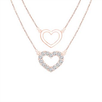 Diamaison 10k Pink Gold 1/5 Carat T.W. Diamond Pendant Necklace