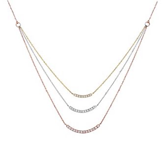 Diamaison 10k 3-Tone Gold 3/8 Carat T.W. Diamond Necklace