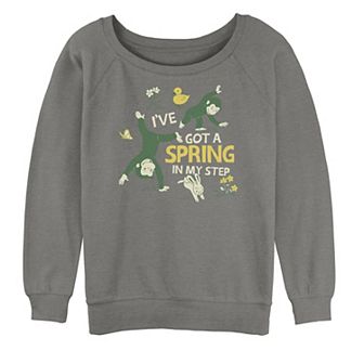 Juniors' Curious George Happy Cartwheeling In Spring Slouchy Terry