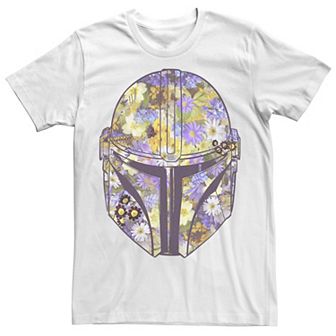 Juniors' Star Wars The Mandalorian Mando Flower Filled Helmet Graphic Tee