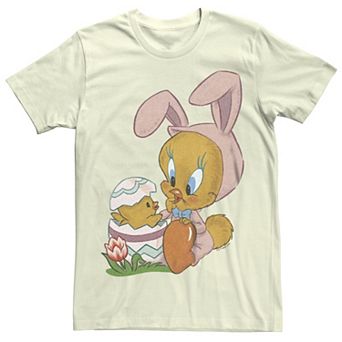 Juniors' Looney Tunes Tweety Dressed As Easter Bunny Boyfriend Tee
