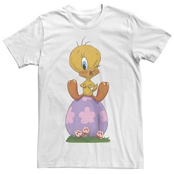 Juniors' Looney Tunes Tweety Sitting On Easter Egg Boyfriend Tee
