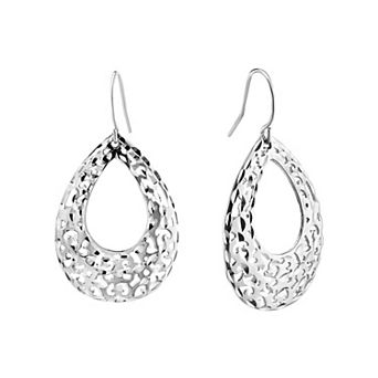 Athra NJ Inc Sterling Silver Open Teardrop Textured Drop Earrings