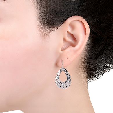 Athra NJ Inc Sterling Silver Open Teardrop Textured Drop Earrings