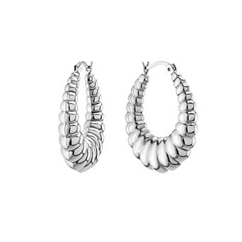 Athra NJ Inc Sterling Silver Scalloped Hoop Earrings