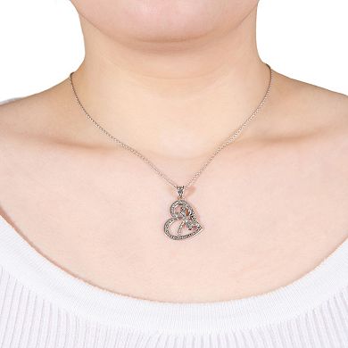 Athra NJ Inc Sterling Silver Dragonfly Heart Pendant Necklace