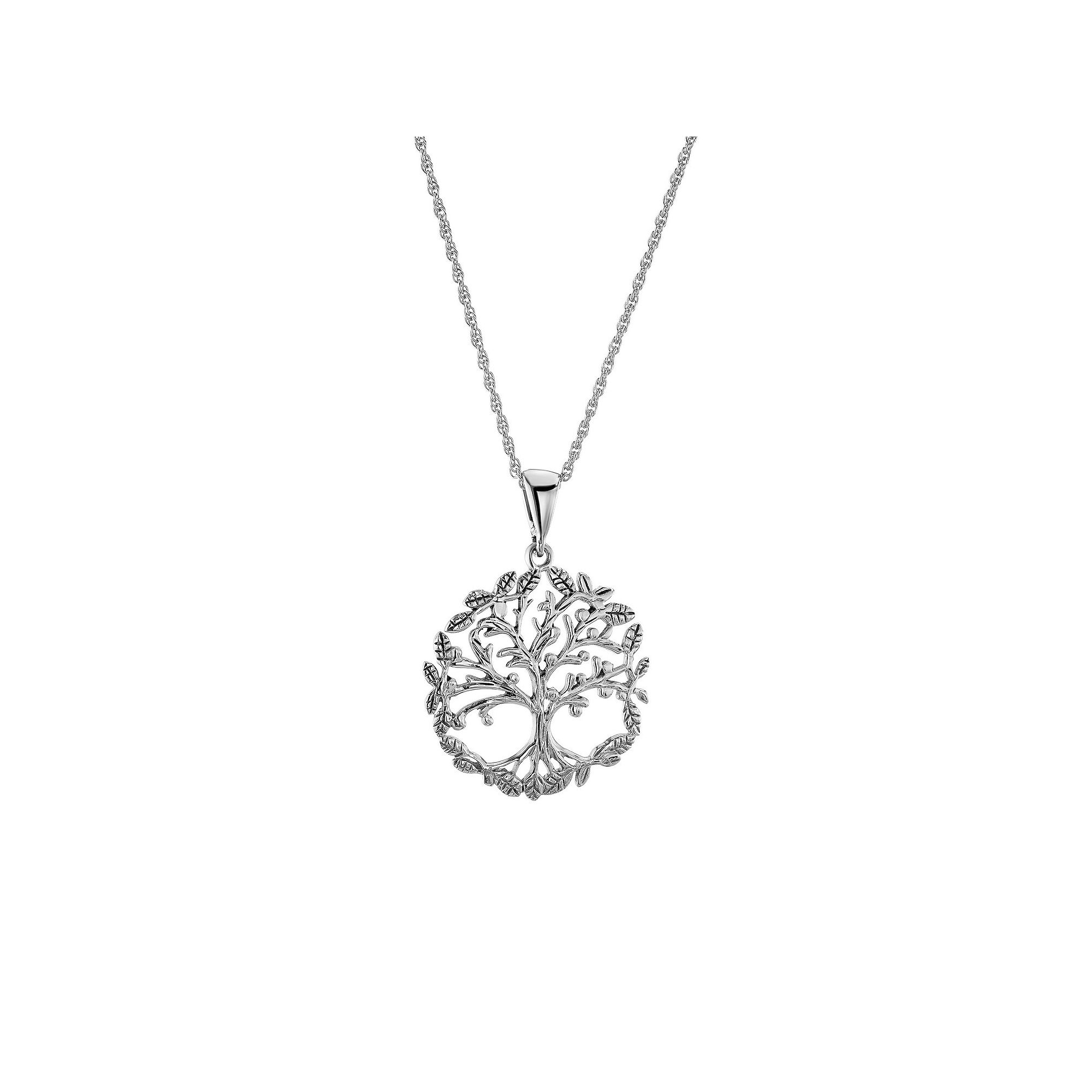 Athra NJ Inc Sterling Silver Textured Tree Of Life Pendant Necklace, Women