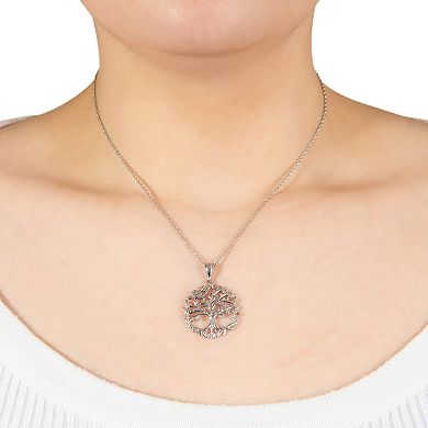 Athra NJ Inc Sterling Silver Textured Tree Of Life Pendant Necklace
