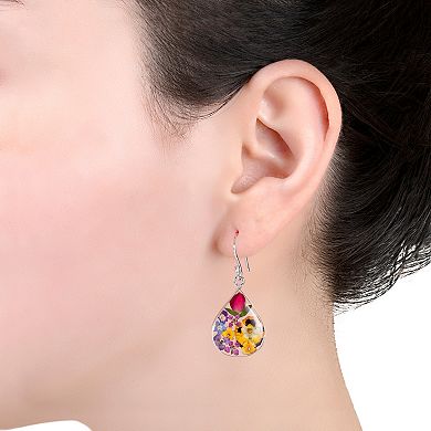 Athra NJ Inc Sterling Silver Dried Flower Teardrop Drop Earrings