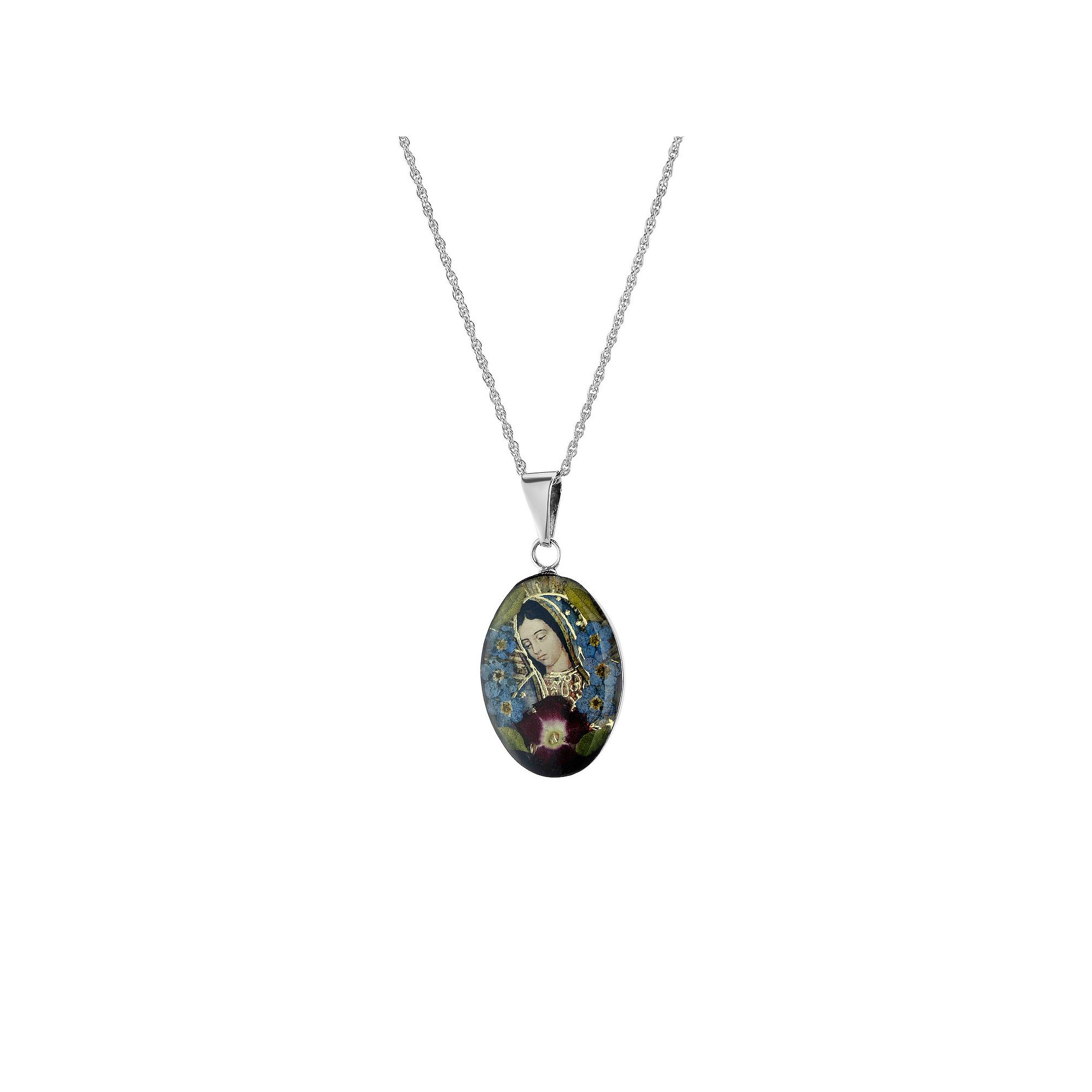 Athra NJ Inc Sterling Silver Guadalupe Flower Pendant Necklace, Womens, S