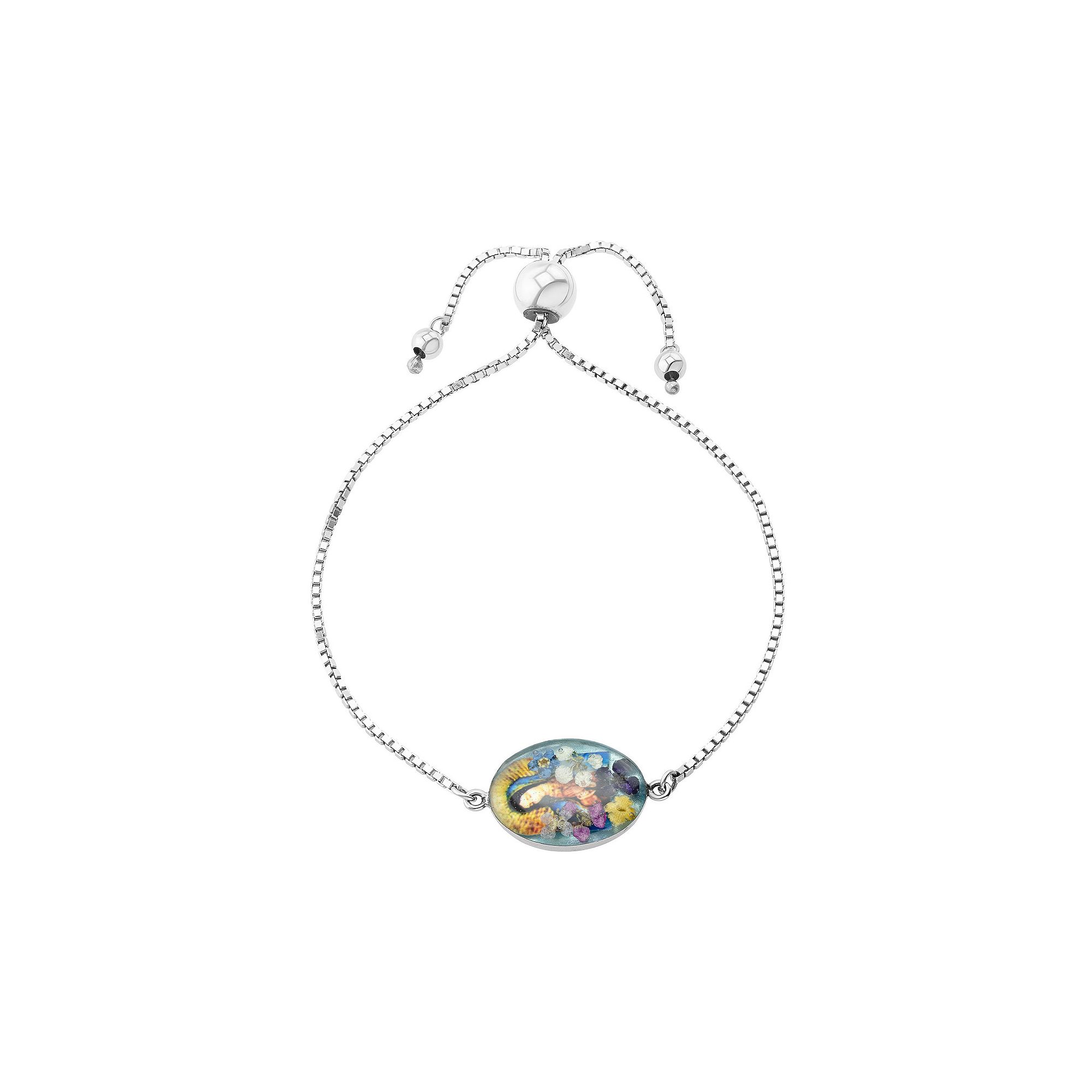 Athra NJ Inc Sterling Silver Dried Flowers Adjustable Bracelet, Womens