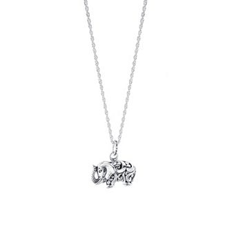 Athra NJ Inc Sterling Silver Filigree Elephant Pendant Necklace
