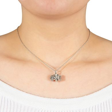 Athra NJ Inc Sterling Silver Filigree Elephant Pendant Necklace