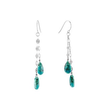 Athra NJ Inc Sterling Silver Turquoise Mirror Chain Drop Earrings