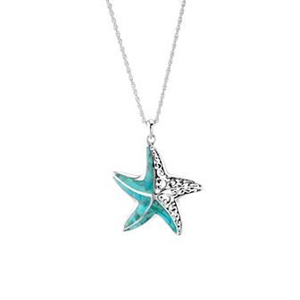 Athra NJ Inc Sterling Silver Turquoise Filigree Starfish Pendant Necklace