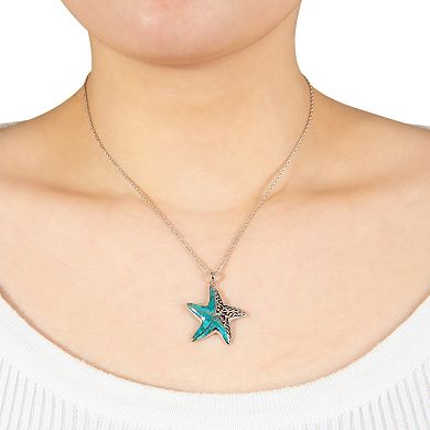 Athra NJ Inc Sterling Silver Turquoise Filigree Starfish Pendant Necklace