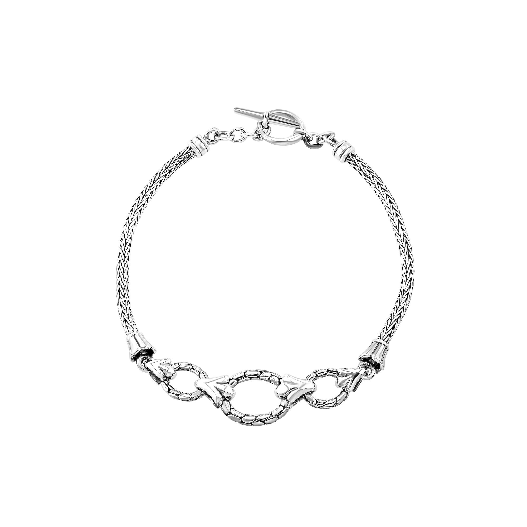 Athra NJ Inc Sterling Silver Textured Link Bracelet, Womens, Size: 7.5