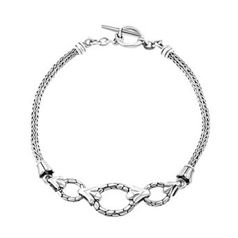 Athra NJ Inc Sterling Silver Textured Link Bracelet