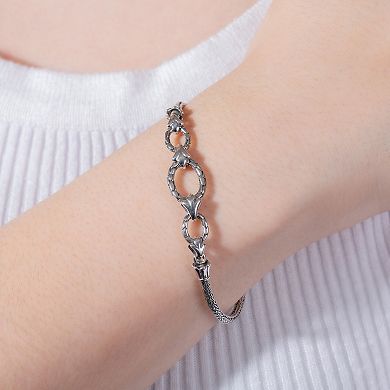 Athra NJ Inc Sterling Silver Textured Link Bracelet