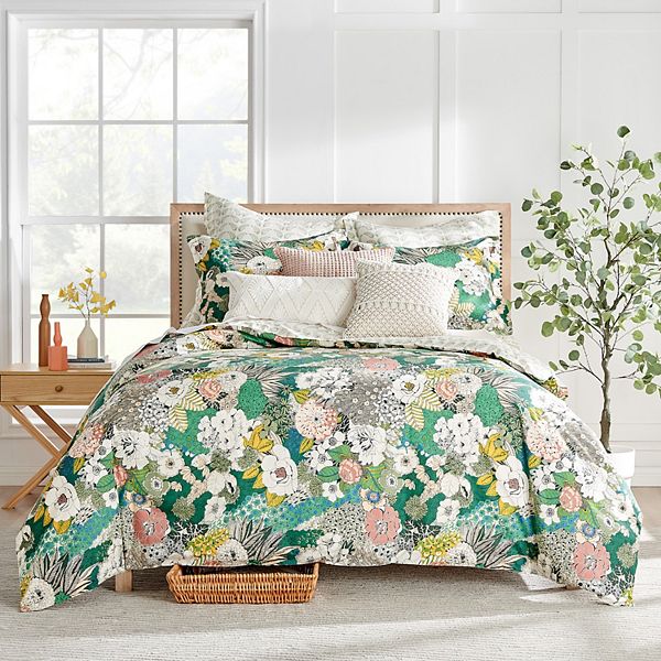 Green Floral Comforter Set Queen - Mint Green Floral Pattern