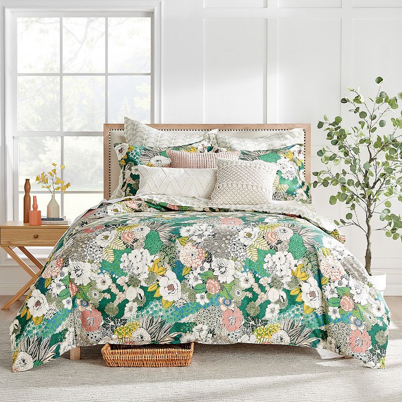 Levtex Home Bettina Floral Duvet Cover with Shams, Green, Twin