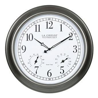 La Crosse Technology 404-00237 in 18-Inch Indoor/Outdoor Classic Pewter Plastic Atomic Clock