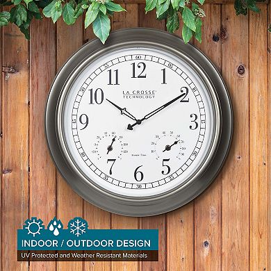 La Crosse Technology 404-00237-INT 18-Inch Indoor/Outdoor Classic Pewter Plastic Atomic Clock