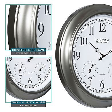 La Crosse Technology 404-00237-INT 18-Inch Indoor/Outdoor Classic Pewter Plastic Atomic Clock